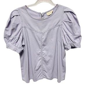 Universal Thread Denim Puff Pleated Sleeve Top